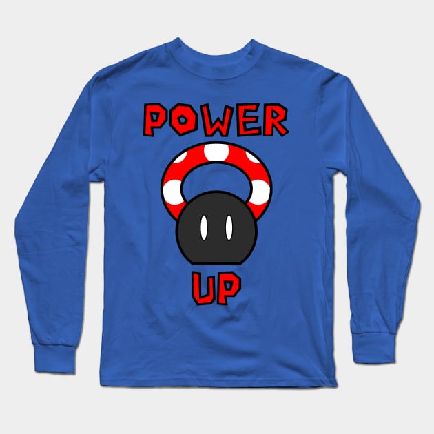 Power Up Mushroom Kettle Bell Long Sleeve T-Shirt by IORS